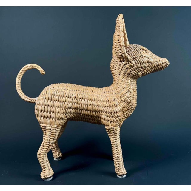 1970s 1970's Mario Lopez Torres Wicker Chihuahua Sculpture For Sale - Image 5 of 12