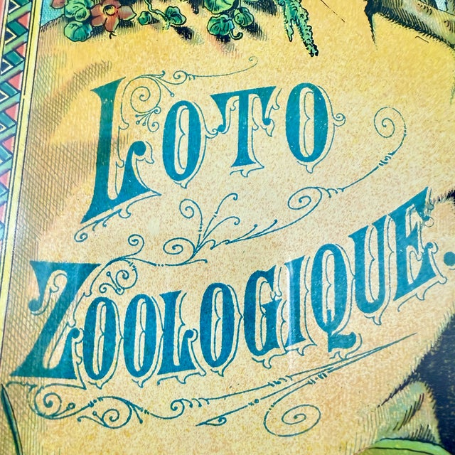 Loto Zoologique Game Box Lid, Chromolithograph, Framed, Circa 1900 For Sale - Image 4 of 13