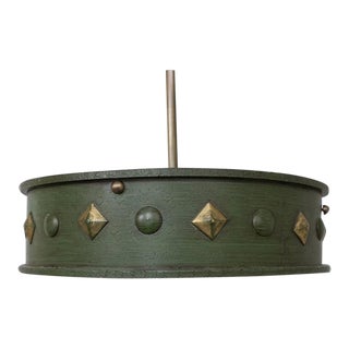 Green Patinated Suspended Ceiling Fixture For Sale
