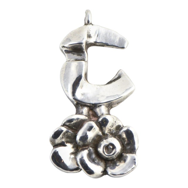 Modernist Rachel Gera Sterling Flower Pendant For Sale