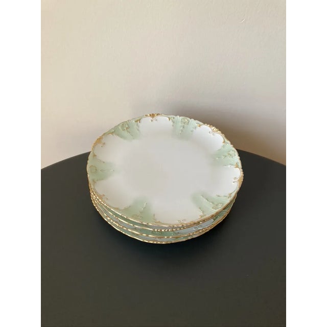 Green 19th Century Art Nouveau French Green Gold Limoges Porcelain Plates by Haviland- Set of 4 For Sale - Image 8 of 12