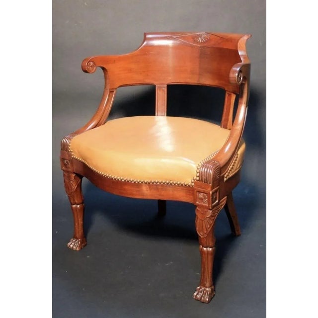 Traditional Early 19th Century Empire Mahogany Desk Chair For Sale - Image 3 of 9