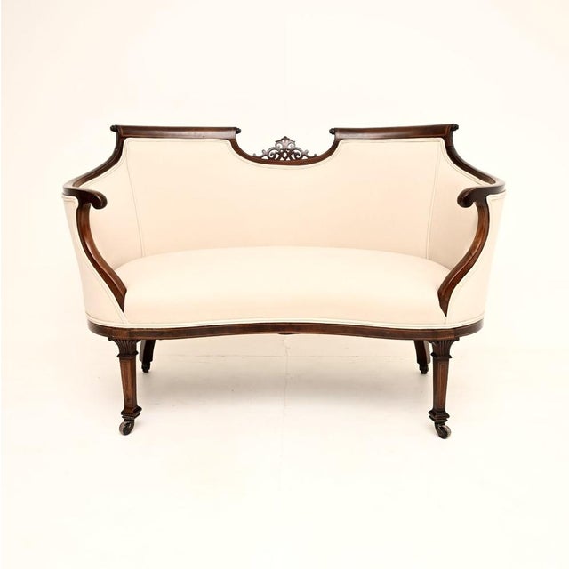 Antique Edwardian Inlaid Settee, 1880 For Sale - Image 11 of 11