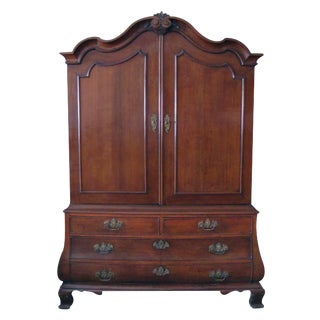 Handsome & Warmly Patinated Dutch Rococo Bombe-Form Carved Oak Two-Door Cabinet For Sale