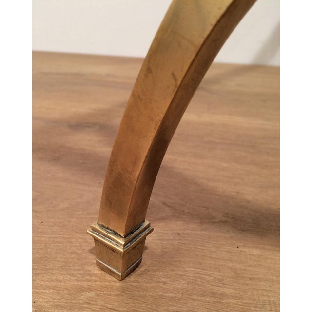 Brass coffee table with clear glass top and black lacquered edges For Sale - Image 9 of 12