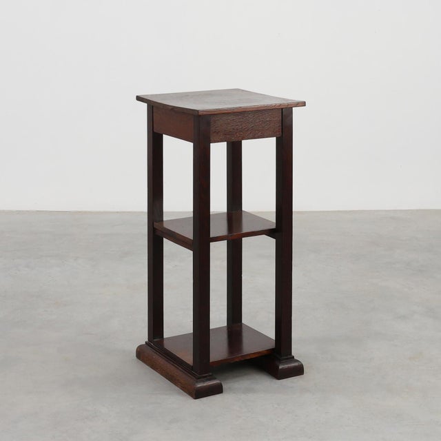 Art Deco Dark Oak Pedestal, Belgium, 1920s For Sale - Image 11 of 11