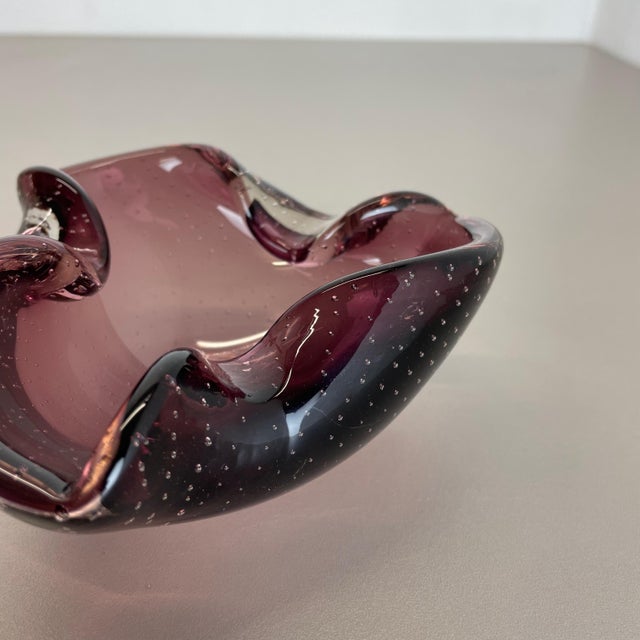 Pink Large Pink Murano Bubble Glass Ashtray, Italy, 1970s For Sale - Image 8 of 18