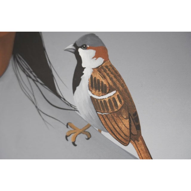 1980s 1980s Kim F. Means "Sparrow Dancer" Signed Original Acrylic Native American Portrait For Sale - Image 5 of 8