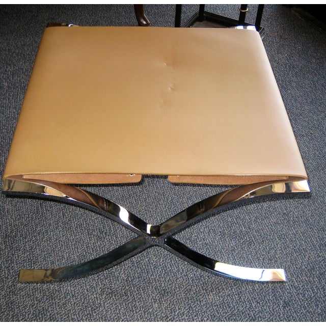 Chrome & Leather Ottoman Chairish