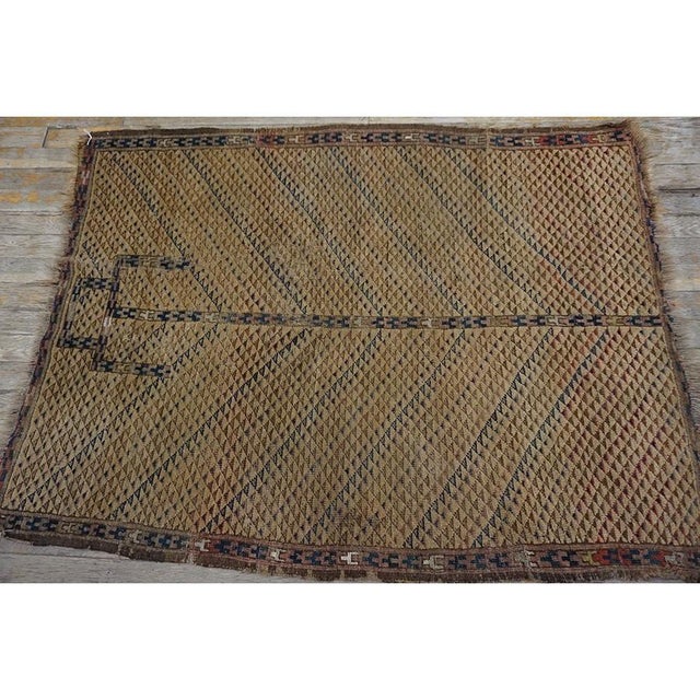 Textile 19th Century Central Asian Brown Turkmenistan Ersari Beshir Islamic Prayer Rug For Sale - Image 7 of 9