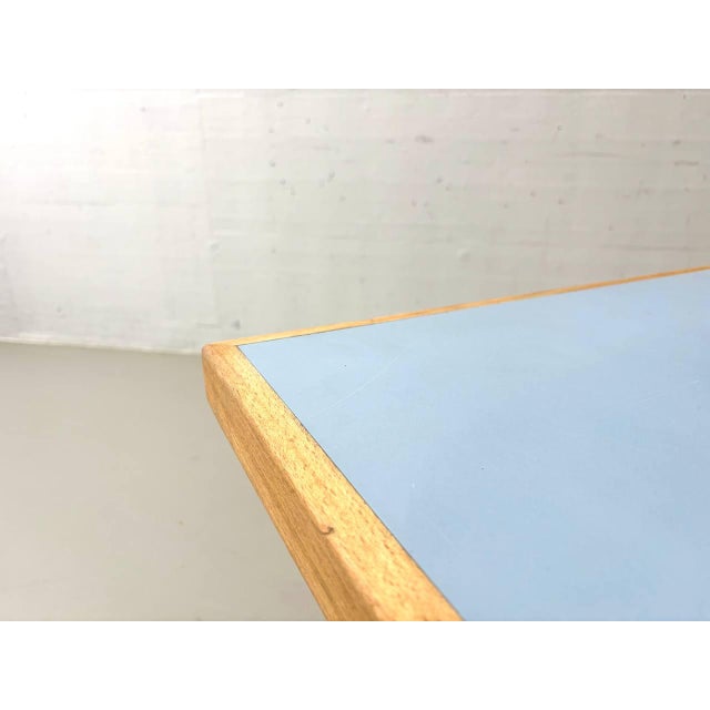 Blue Vintage Table by Horgen Glarus for the Swiss Barracks, 1950s For Sale - Image 8 of 11