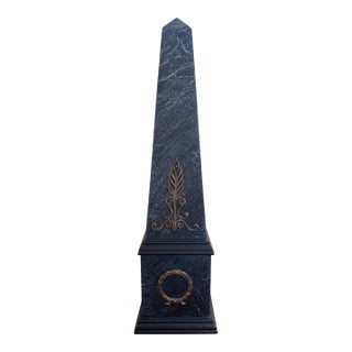 Neoclassical Faux Marble Obelisk With Brass Mounts For Sale