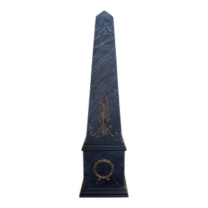Neoclassical Faux Marble Obelisk With Brass Mounts