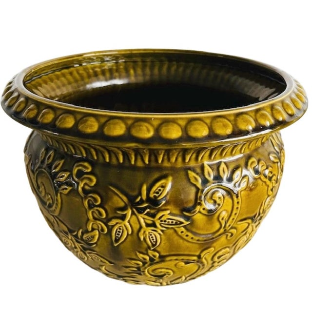 Super cool Vintage mid-century Majolica Uebelacker Keramik flower pot XL West Germany from the 1960s Rare ceramic planter...