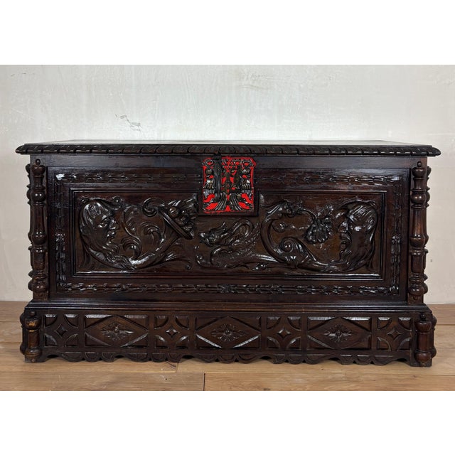 Spanish Renaissance Carved Storage Chest with Lift Top, Late 19th Century For Sale - Image 6 of 12