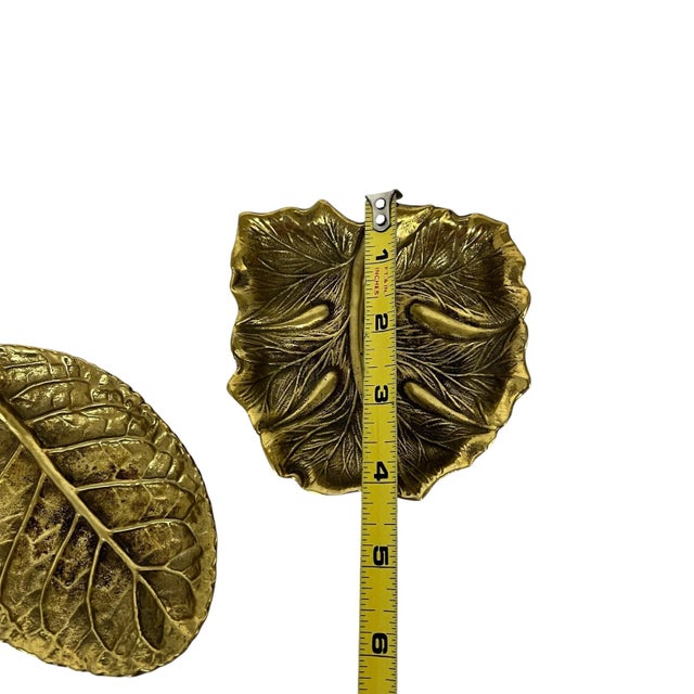 Metal Vintage Virginia Metalcrafters Brass in Leaf Catchall - A Pair For Sale - Image 7 of 10