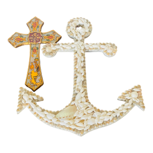Sailors Valentines Sea Shell Anchor and Spanish Cross