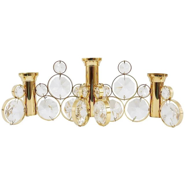 Brass and Crystals Candleholder in the Style of Gaetano Sciolari for Palwa, 1970s For Sale - Image 11 of 11