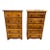 Pair of Vintage Early American Primitive Style Solid Tiger Maple Nightstands Small Chests For Sale