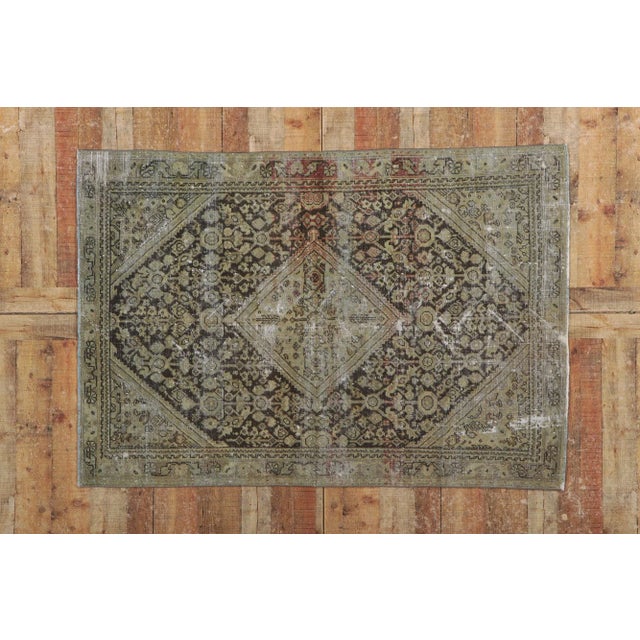 Coffee Antique Persian Mahal Rug - 04'01 X 06'00 For Sale - Image 8 of 9