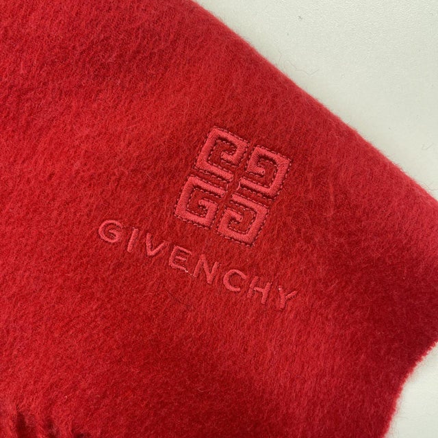 Givenchy Red Solid 100% Wool Scarf For Sale - Image 6 of 9