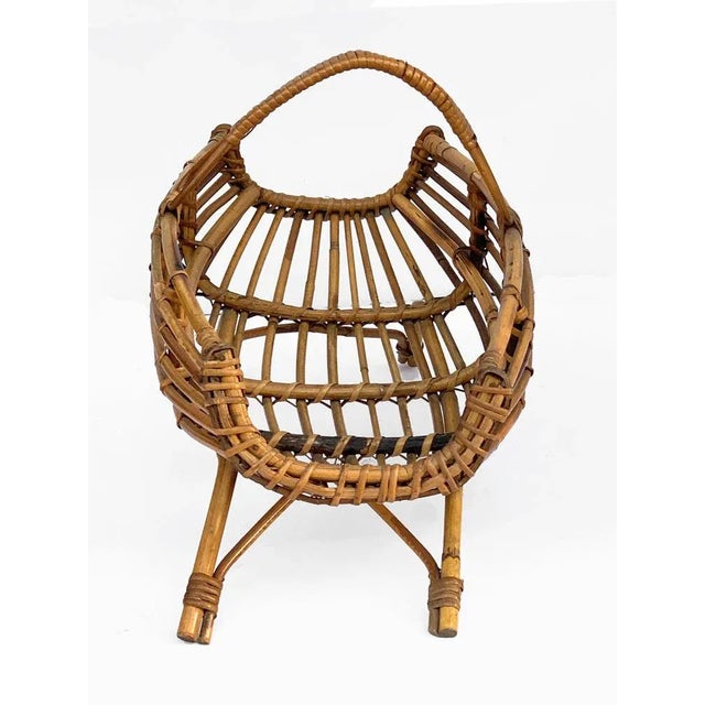 Mid-Century Italian French Riviera Bamboo & Rattan Magazine Rack, 1960s For Sale - Image 4 of 10