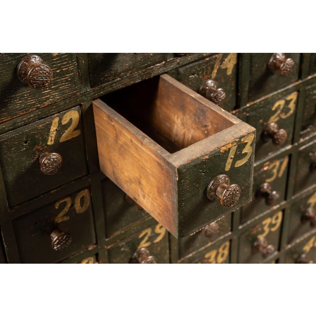 Early 20th Century Industrial Parts Cabinet in Green For Sale - Image 10 of 12