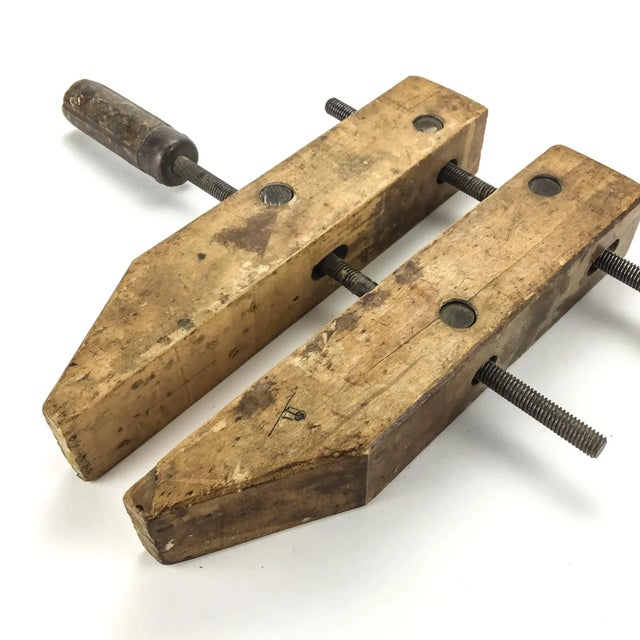 Vintage Solid Wood Carpenter Screw Clamp For Sale - Image 10 of 10