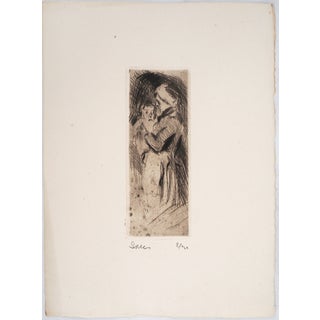 Maximilien Luce, Grandmother Cuddling Her Grandchild, 1890, Original Etching For Sale