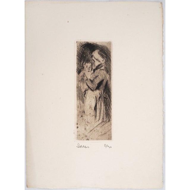 Maximilien Luce, Grandmother Cuddling Her Grandchild, 1890, Original Etching For Sale