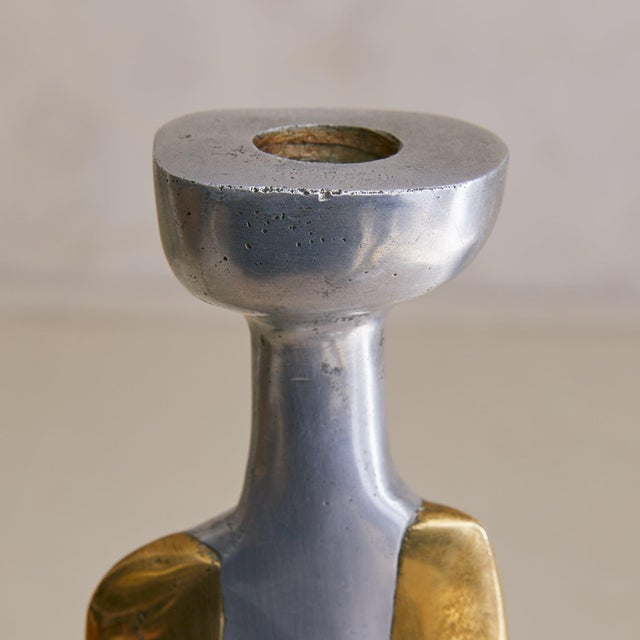 Late 20th Century Pair of Spanish Brass Candleholders by David Marshall, 1970s For Sale - Image 5 of 10