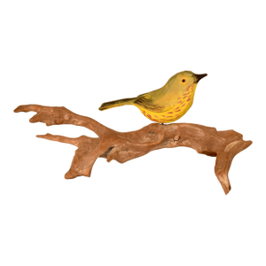 Nc Hand-Carving of a Finch Mounted on Driftwood, Circa 1960's