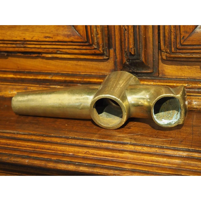 Antique French Bronze Barrel Spout of Spigot With Two Finger Handle For Sale - Image 4 of 8
