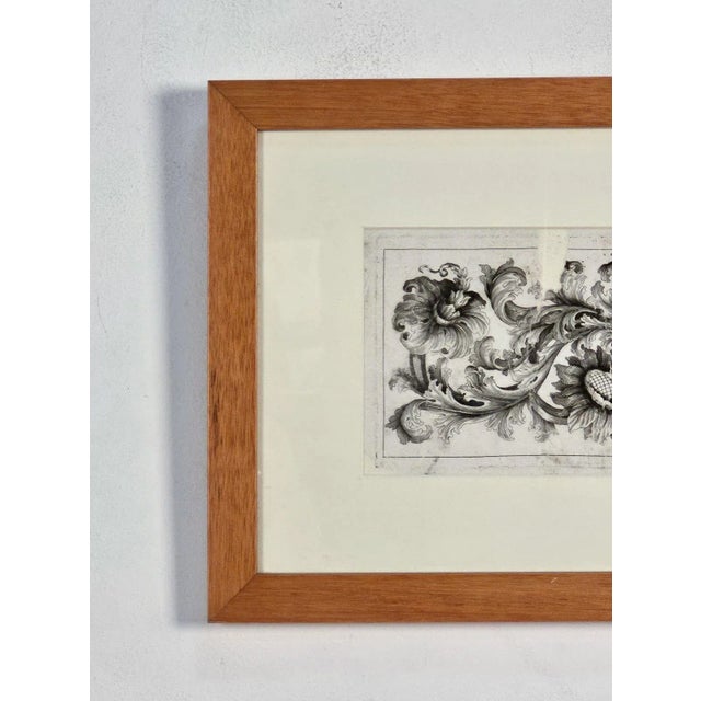 A Baroque Period engraving of decorative scrolling vines and flowers, Italy circa 1800.