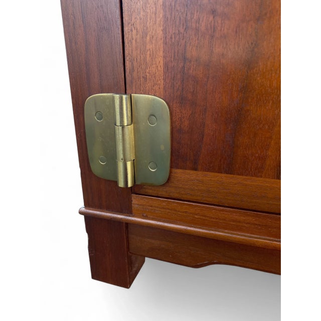 Wood 1960s John Widdicomb Mid Century Walnut Liquor Storage Cabinet With Brass Hardware For Sale - Image 7 of 16