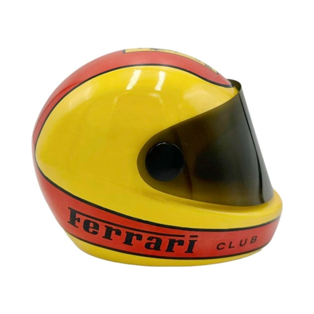 Mid-Century Modern Vintage Club Ferrari Helmet Ashtray Ceramic Sports Car Racing For Sale - Image 3 of 12