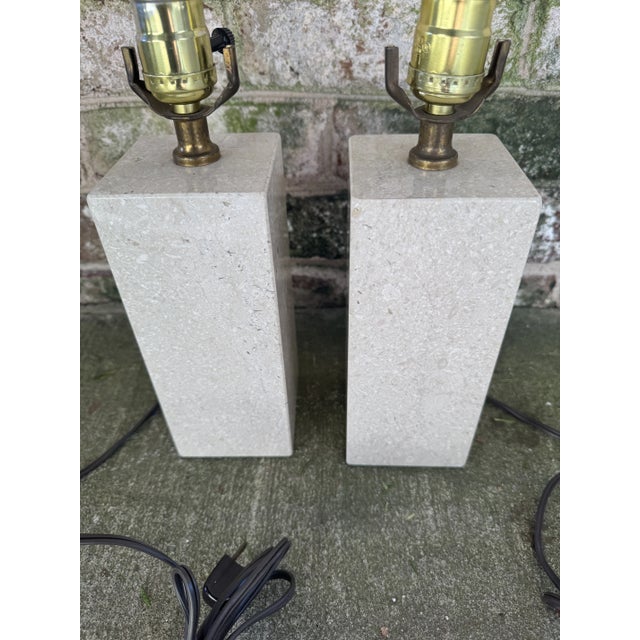 Vintage Small Ivory Stone Table Lamp For Sale - Image 9 of 11