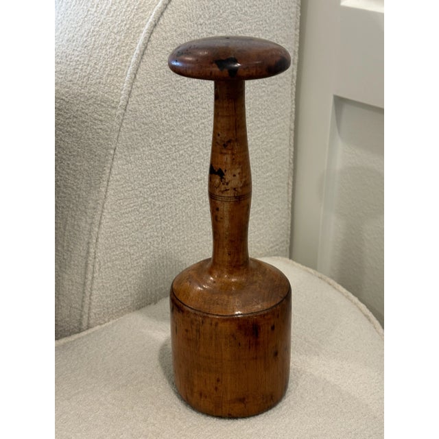 Farmhouse Antique Folk Art Maple Treenware Masher / Pestle For Sale - Image 3 of 12
