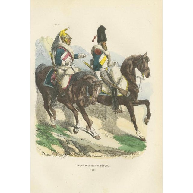 Mid 19th Century After Horace Vernet, Napoleonic Dragoons and Dragoon Sapper, 1843, Paper For Sale - Image 5 of 10