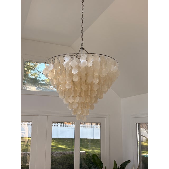 Oly Studio Serena Chandelier, 37 inches diameter, coastal capiz shell design