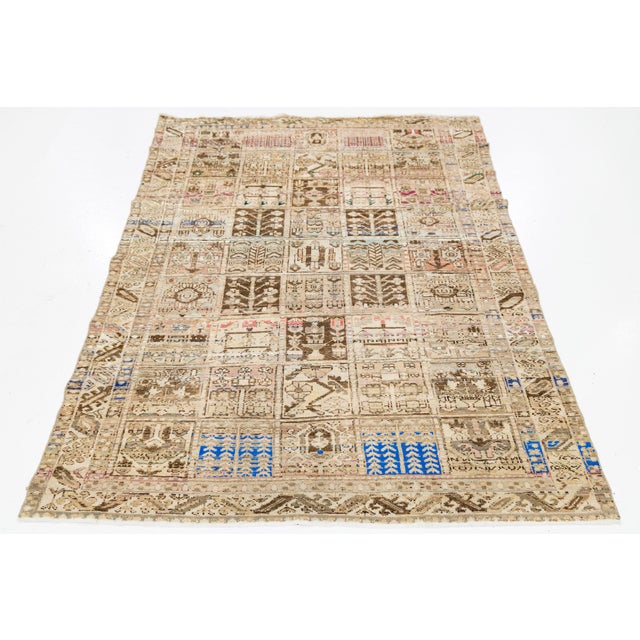 Traditional Vintage Wool Rug in Earthy Neutrals & Vibrant Accent Motifs For Sale - Image 3 of 10