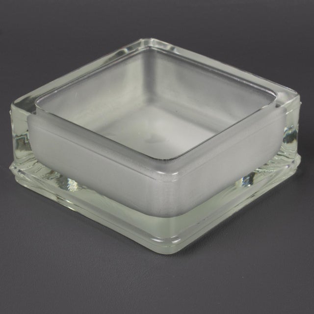 This industrial thick molded glass desktop accessory, desk tidy, ashtray, or catchall, was crafted by Lumax, France, circa...