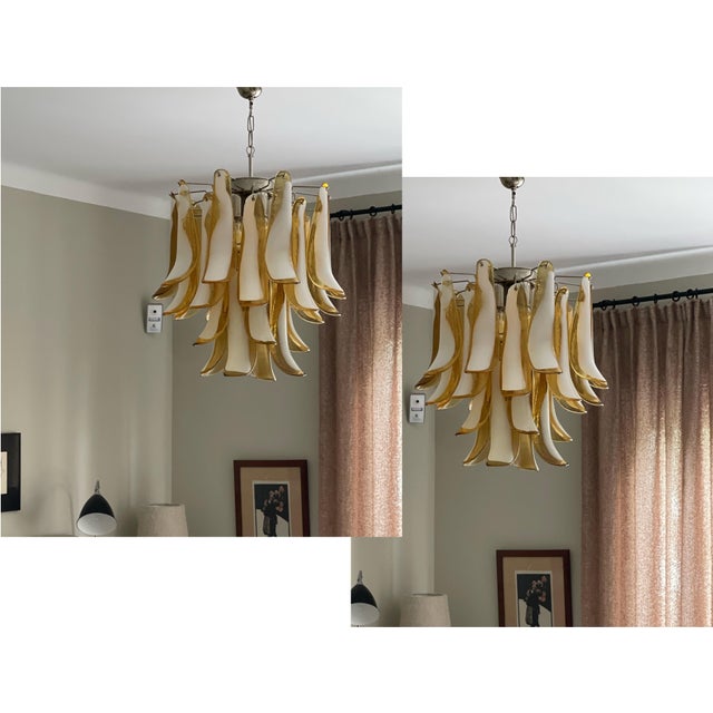 Small Eclectic Amber Colored Murano Chandeliers in Flamingo Style, Set of 2 For Sale - Image 5 of 5