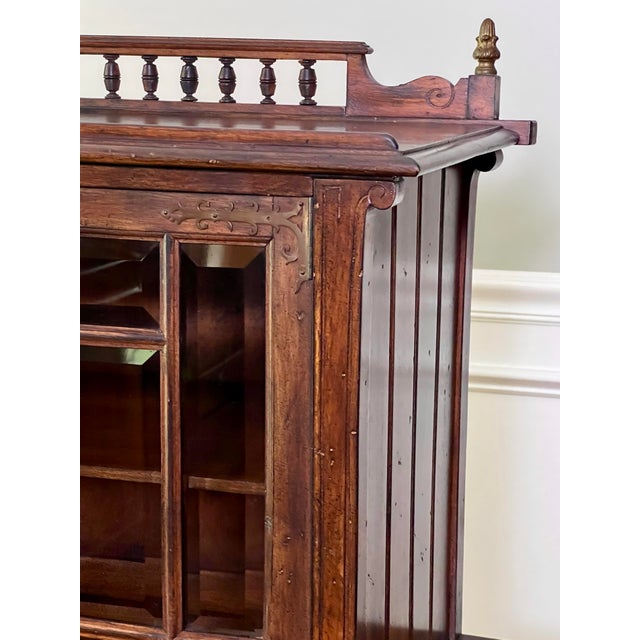 Art Nouveau Walnut Display or Music Cabinet With Beveled Glass and Easel Stand, C. 1910s For Sale - Image 14 of 17