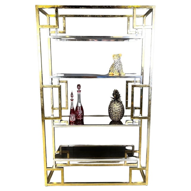 Vintage Brass and Chrome Wall Unit, 1970s For Sale - Image 14 of 14