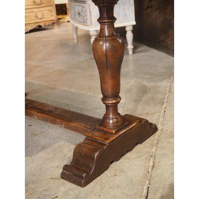 More information coming soon… Hand-carved in Italy, circa 1850, from walnut wood, this console table has subtle carvings...