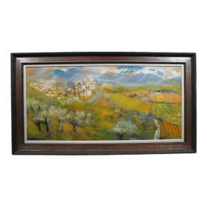 William Thon Mountain Town Calabria Italy Expressionist Oil Landscape Painting