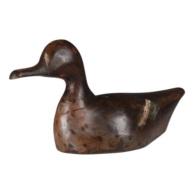 Early Hand-Carved Wooden Duck Decoy, Early 20th Century For Sale