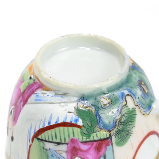 Antique Chinese Export Porcelain Rose Mandarin Tea Cup & Saucer For Sale - Image 13 of 18