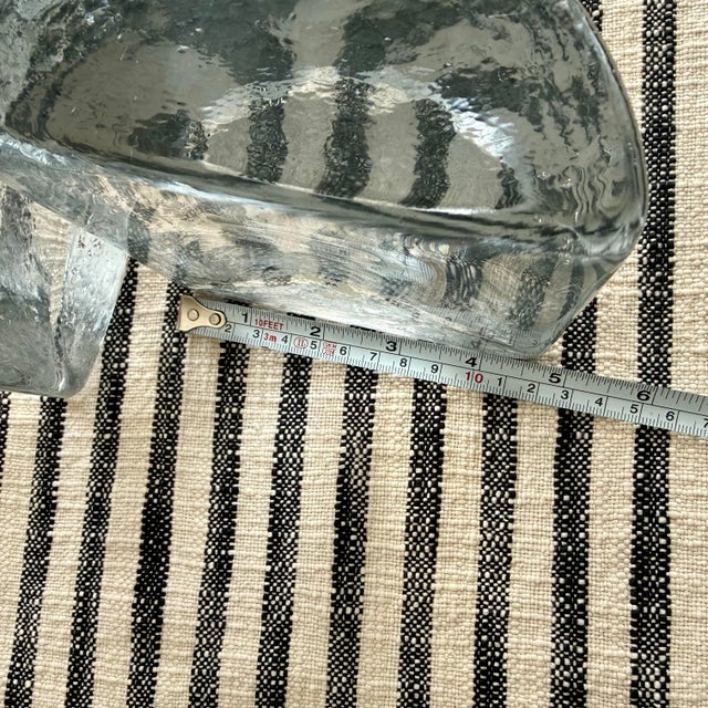 Pair Mid Century Modern Blenko Half Moon Clear Glass Bookends by Wayne Husted For Sale - Image 10 of 12